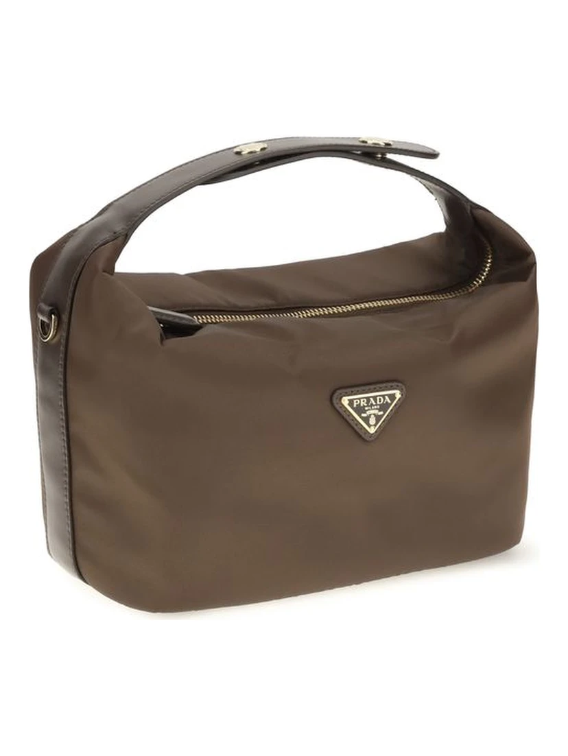 Brown Recycled Polyamide Shoulder Bag