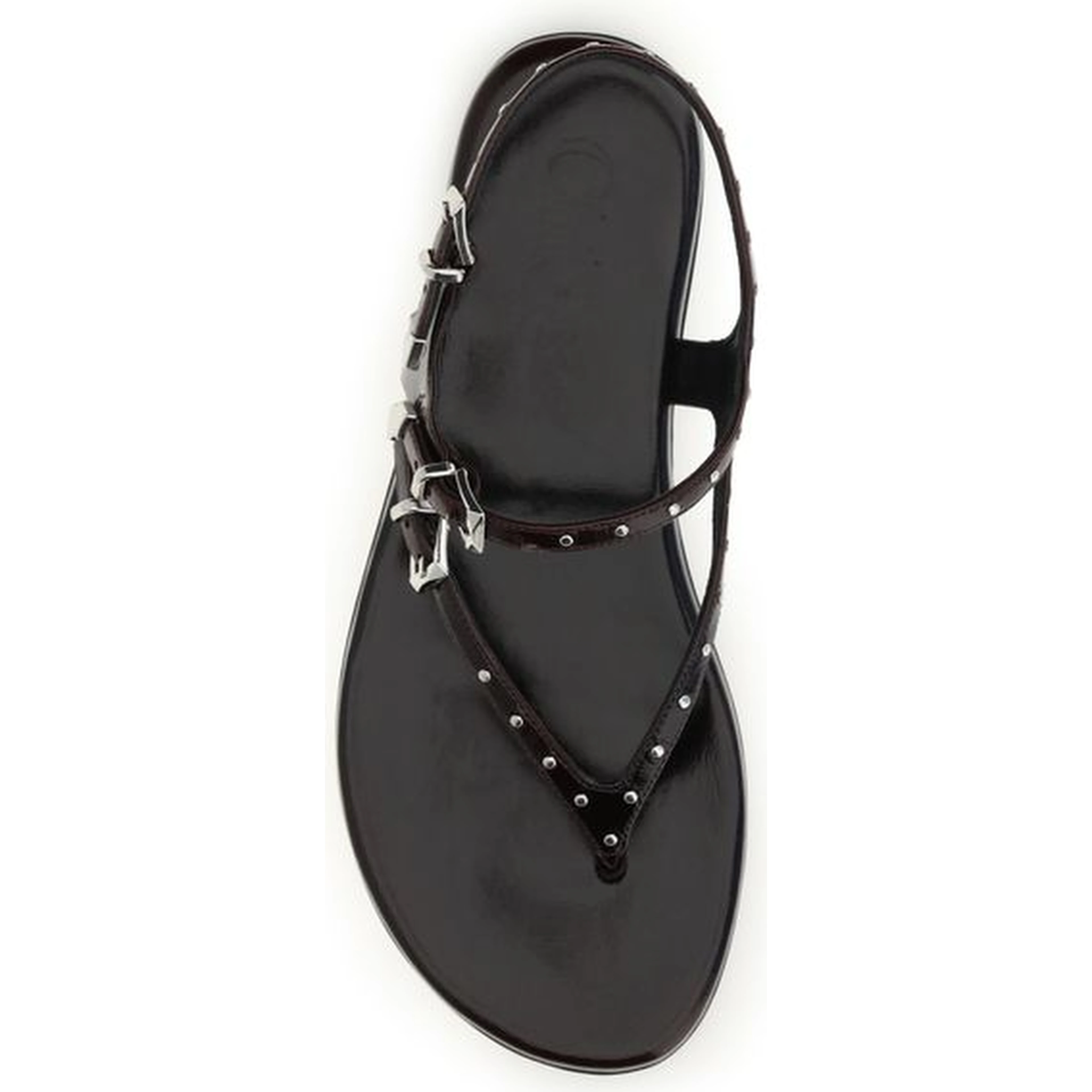 Black Calf Leather Bos Taurus Flat Sandals