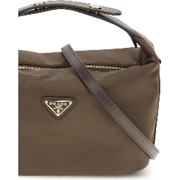 Brown Recycled Polyamide Shoulder Bag