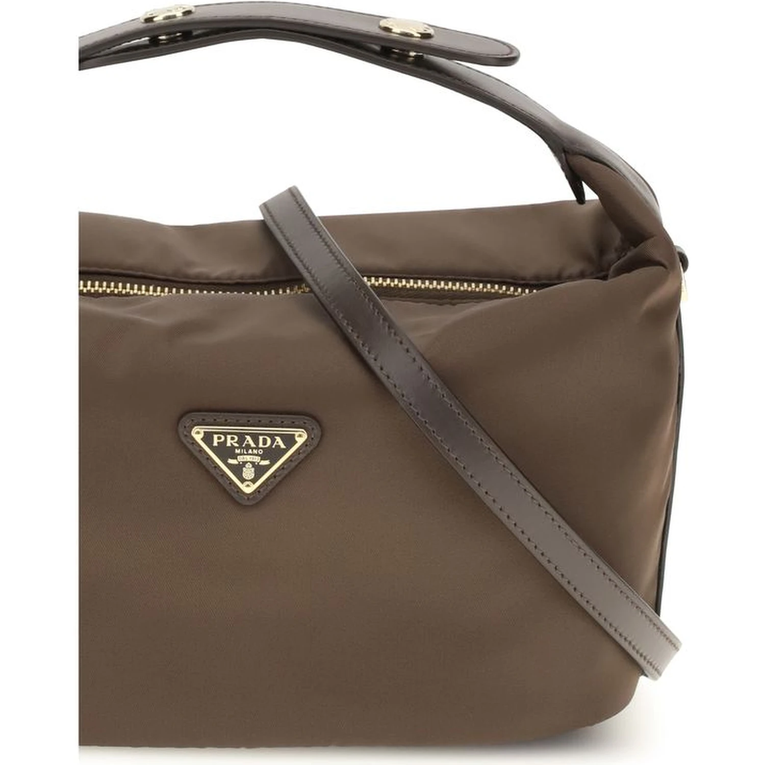 Brown Recycled Polyamide Shoulder Bag
