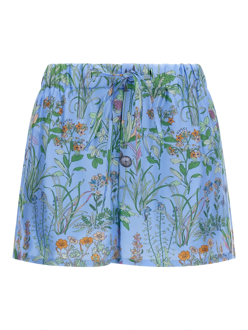Blue Silk Bermuda Shorts