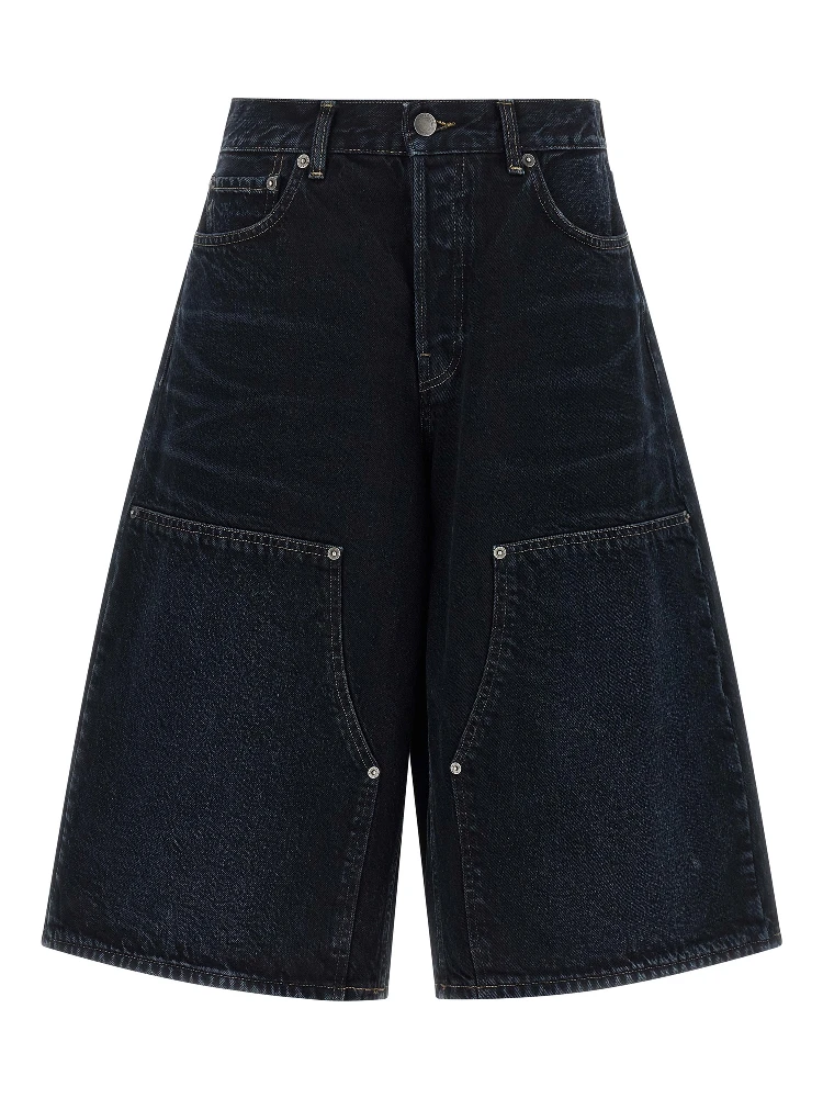 Blue Cotton Bermuda Shorts