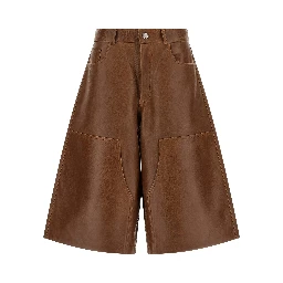 Brown Lambskin Bermuda Shorts