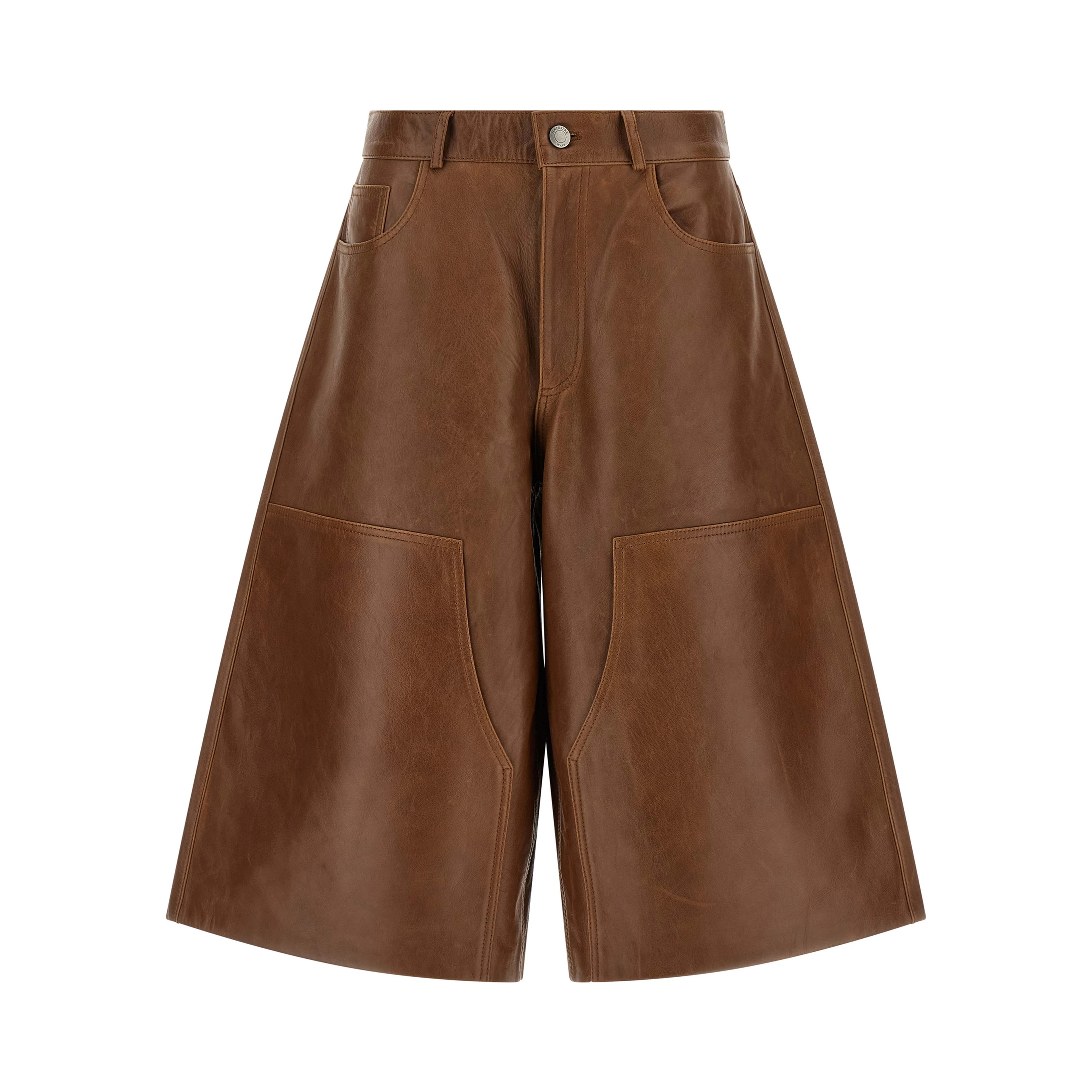 Brown Lambskin Bermuda Shorts