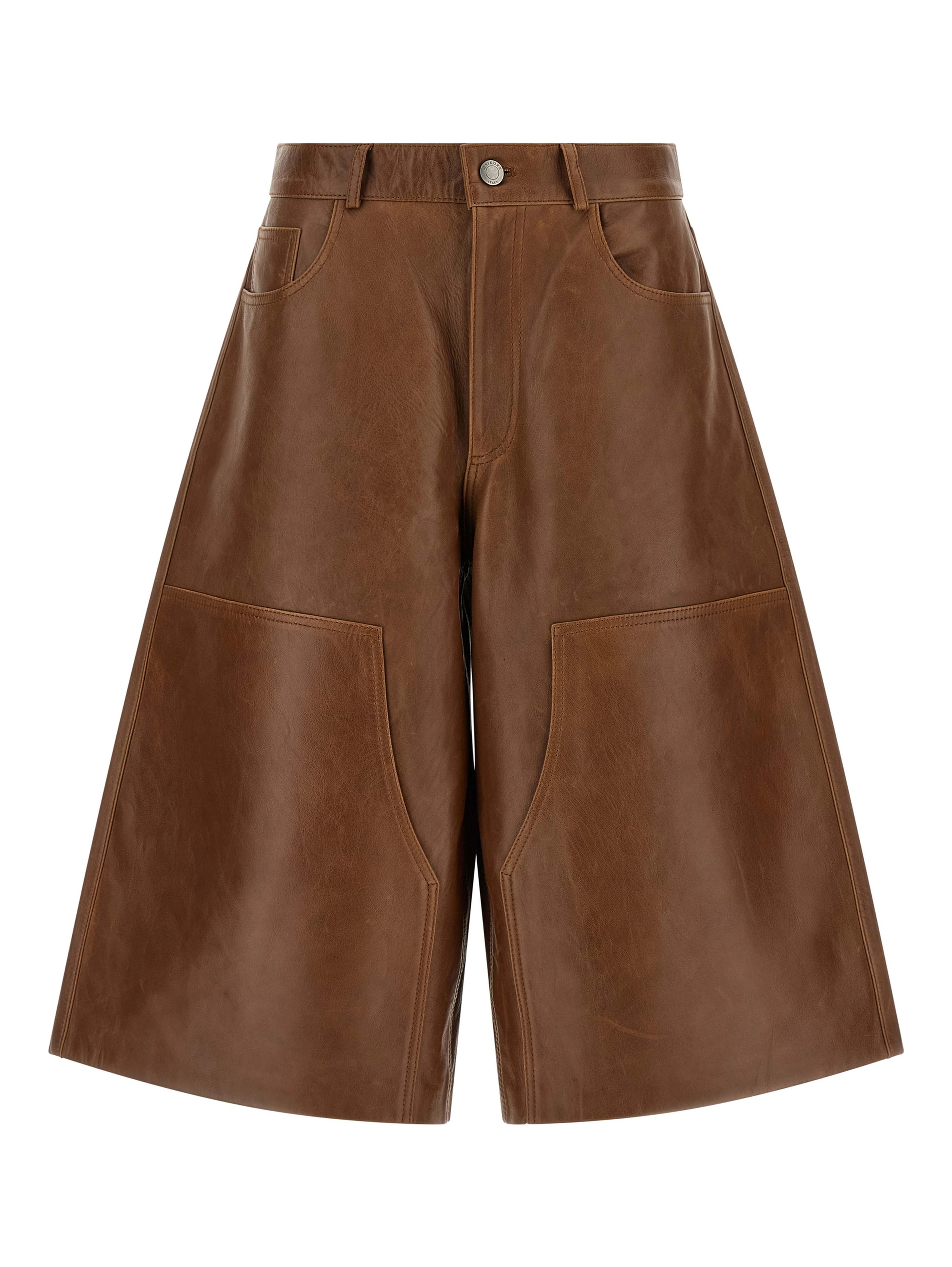 Brown Lambskin Bermuda Shorts