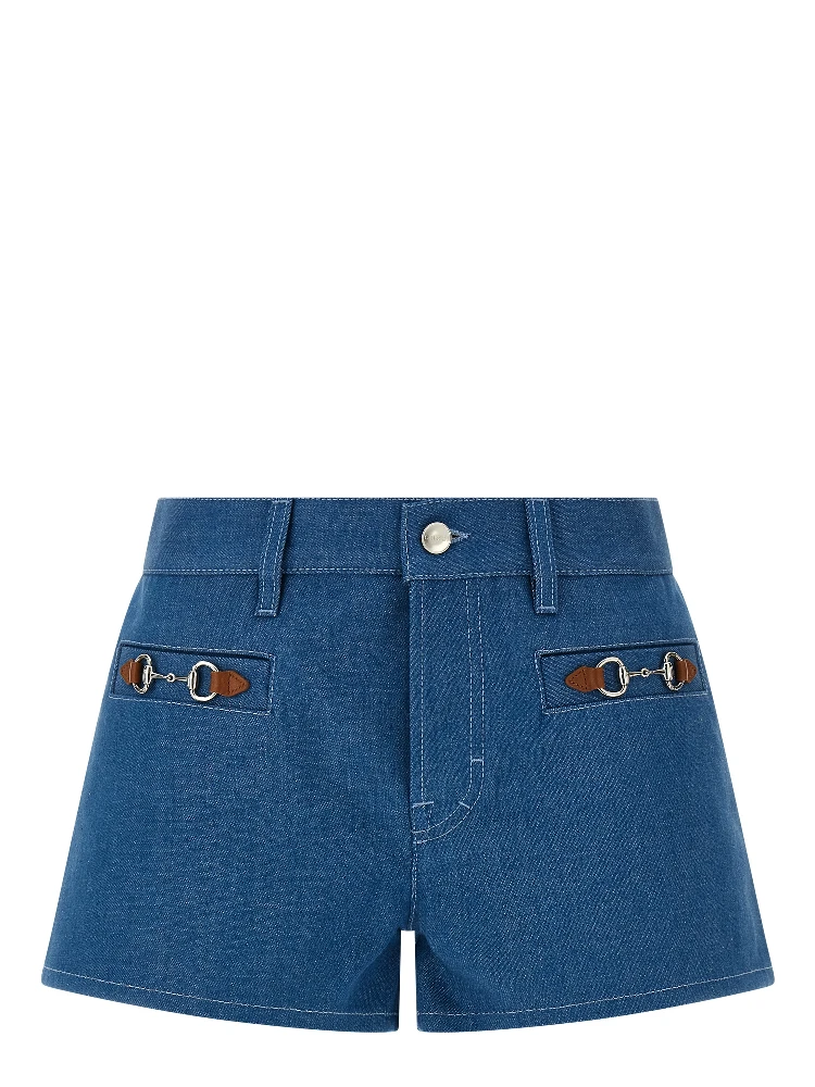 Blue Cotton Bermuda Shorts