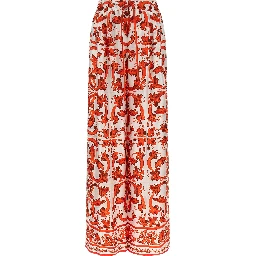 Orange Silk Flared Pants