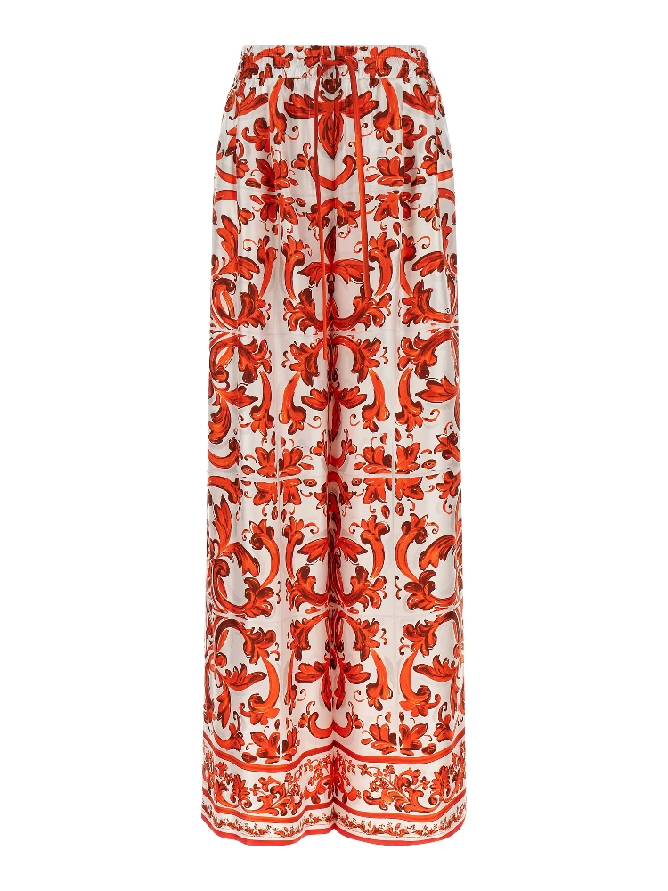 Orange Silk Flared Pants