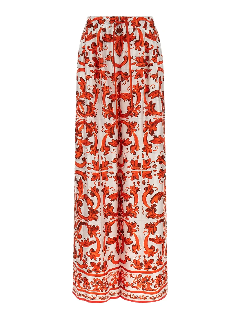 Orange Silk Flared Pants