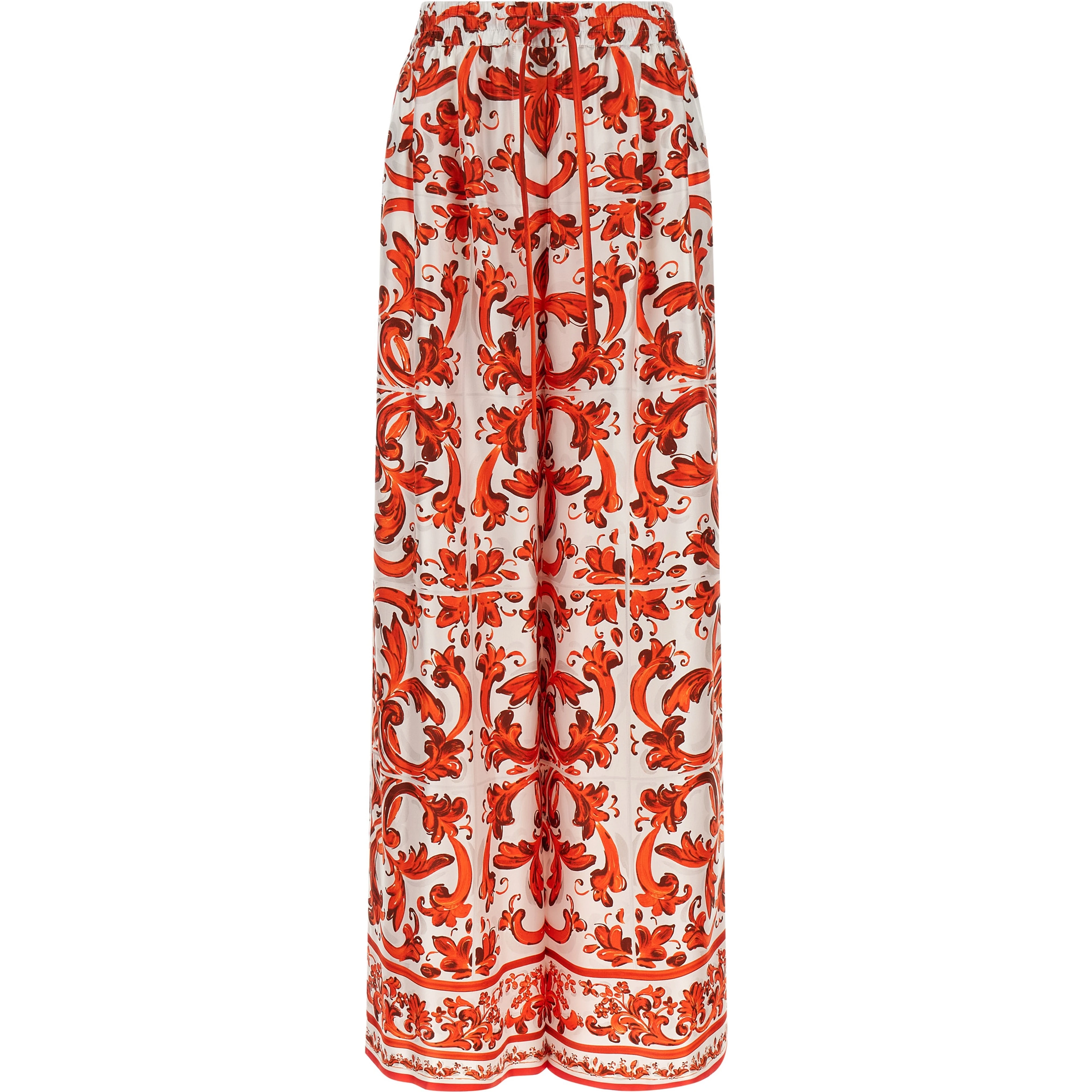 Orange Silk Flared Pants