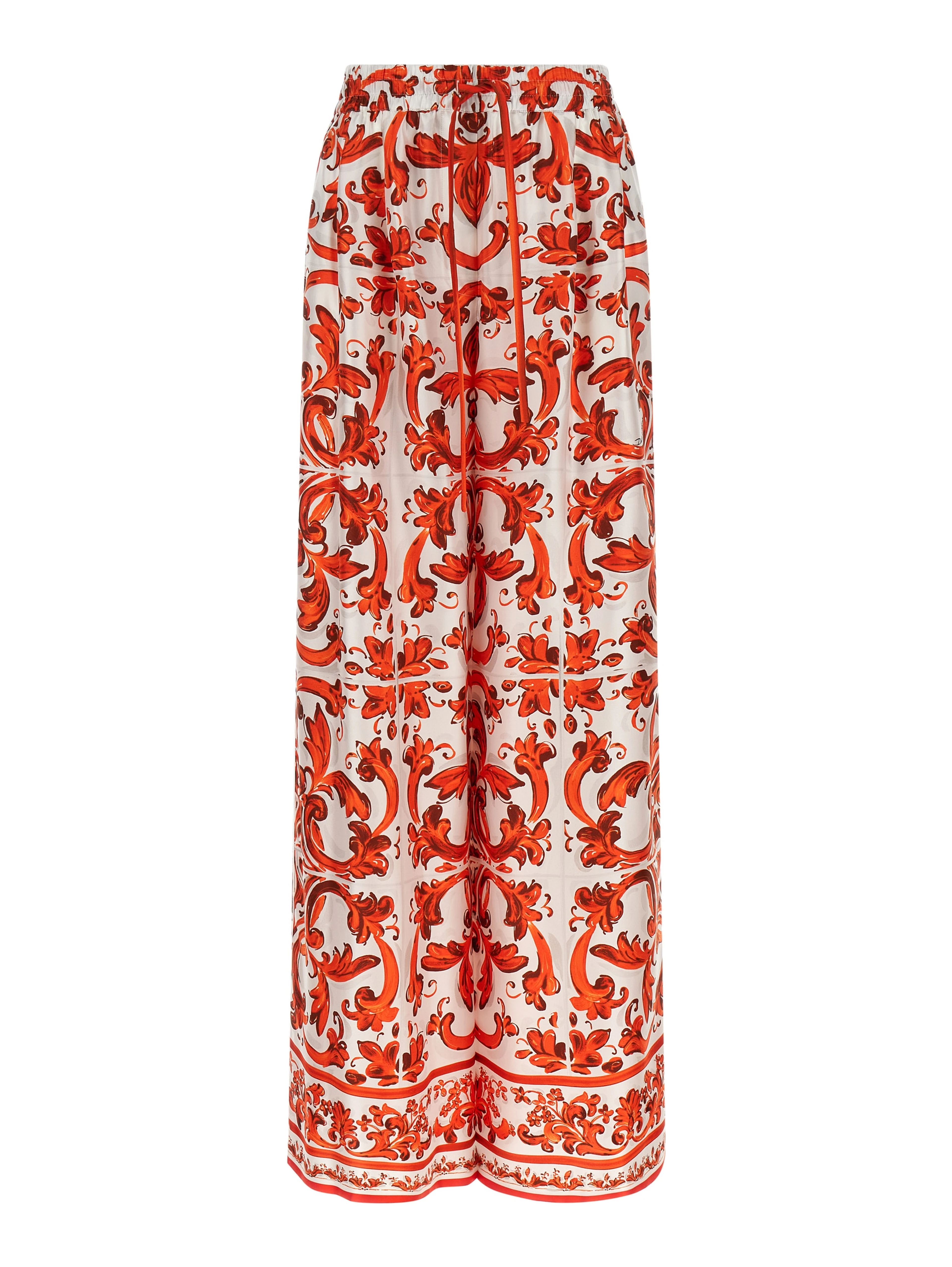 Orange Silk Flared Pants