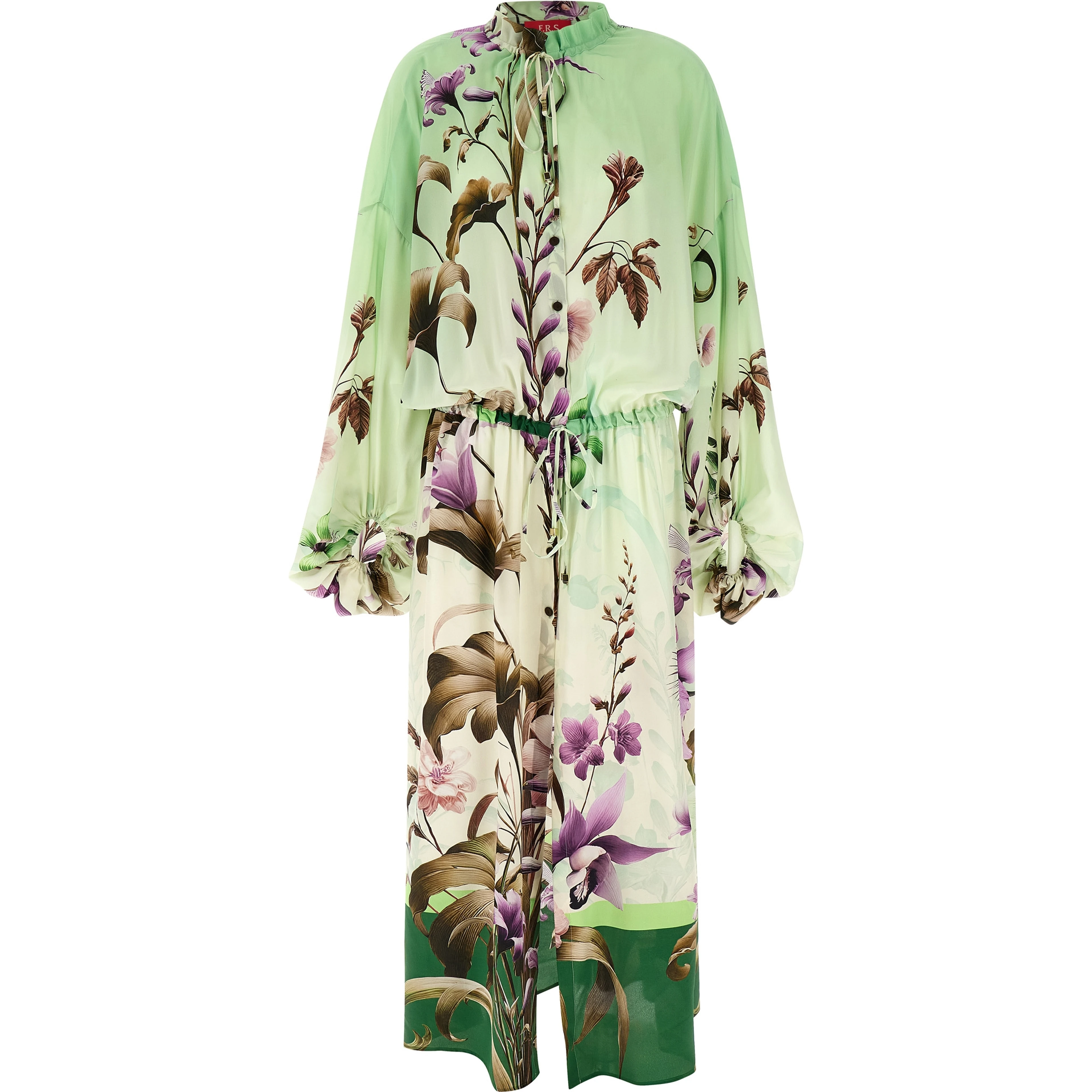 Bicolor Silk Long Dress