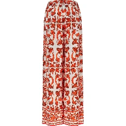 Orange Silk Flared Pants