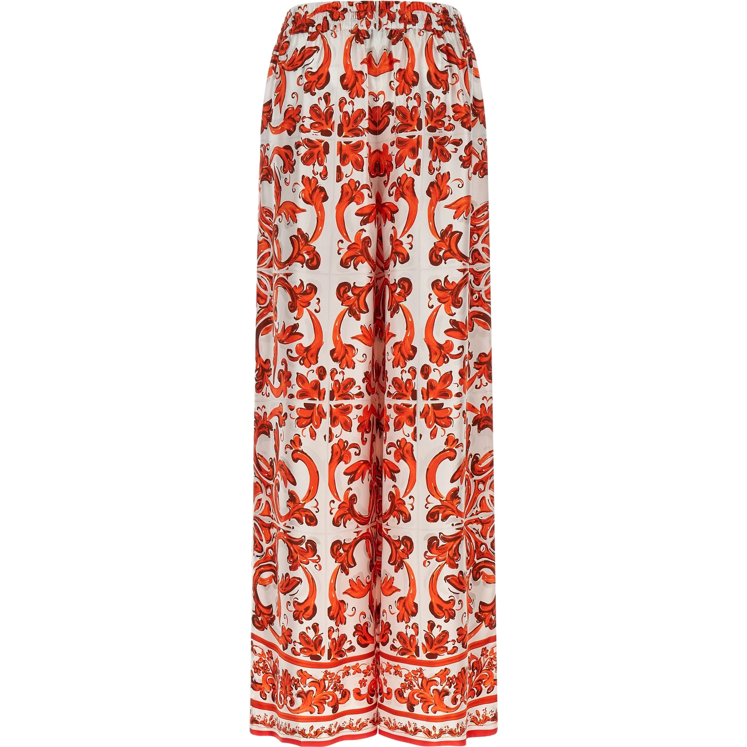 Orange Silk Flared Pants