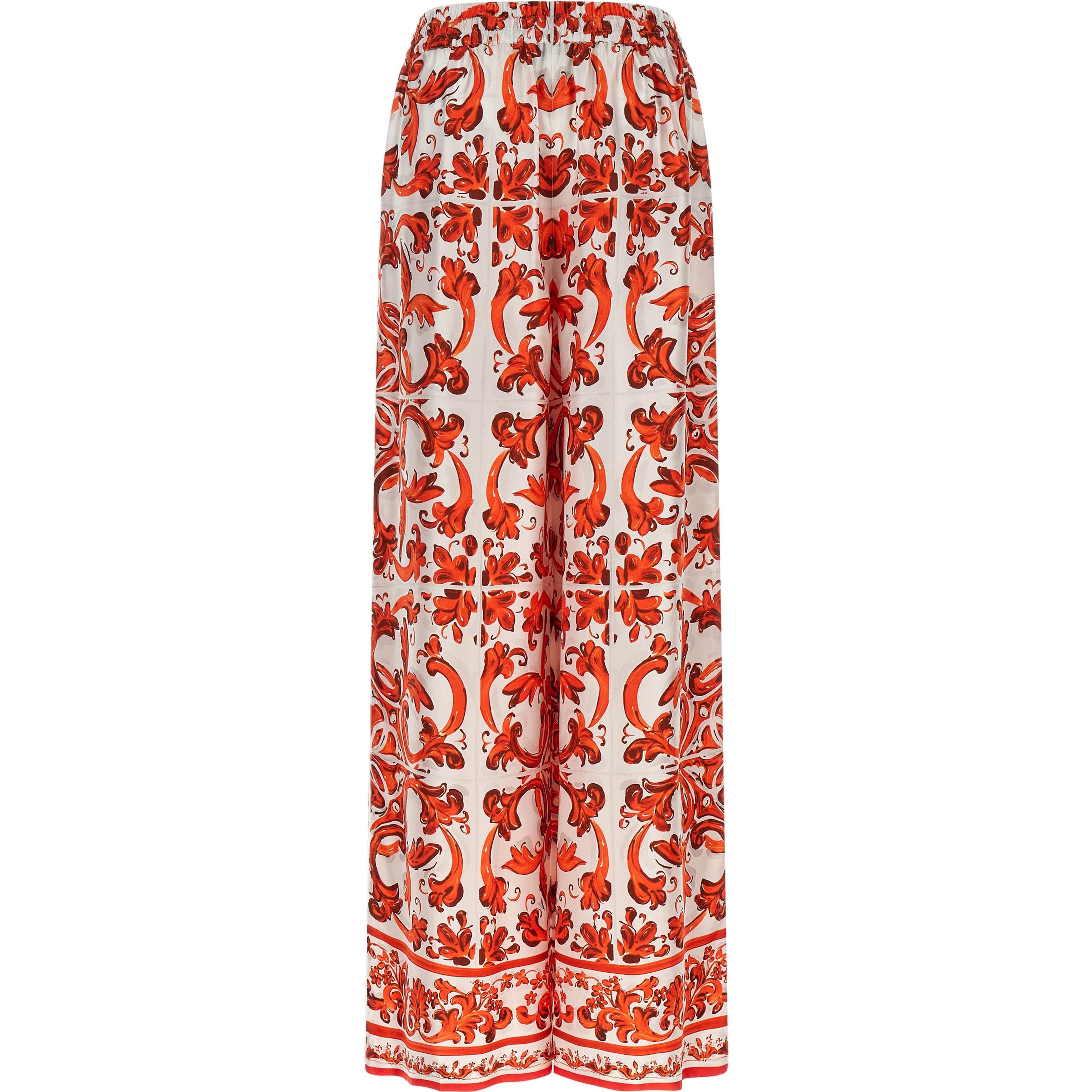 Orange Silk Flared Pants