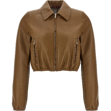 Beige Lamb Leather Leather Jacket