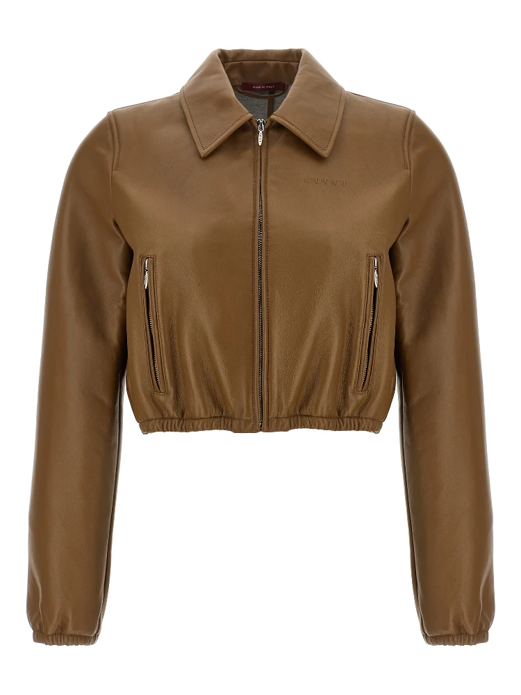 Beige Lamb Leather Leather Jacket