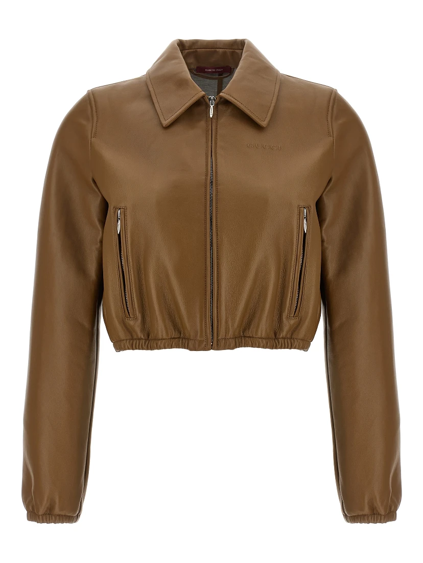 Beige Lamb Leather Leather Jacket