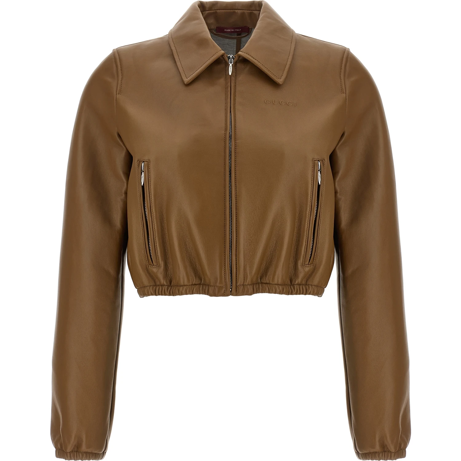 Beige Lamb Leather Leather Jacket