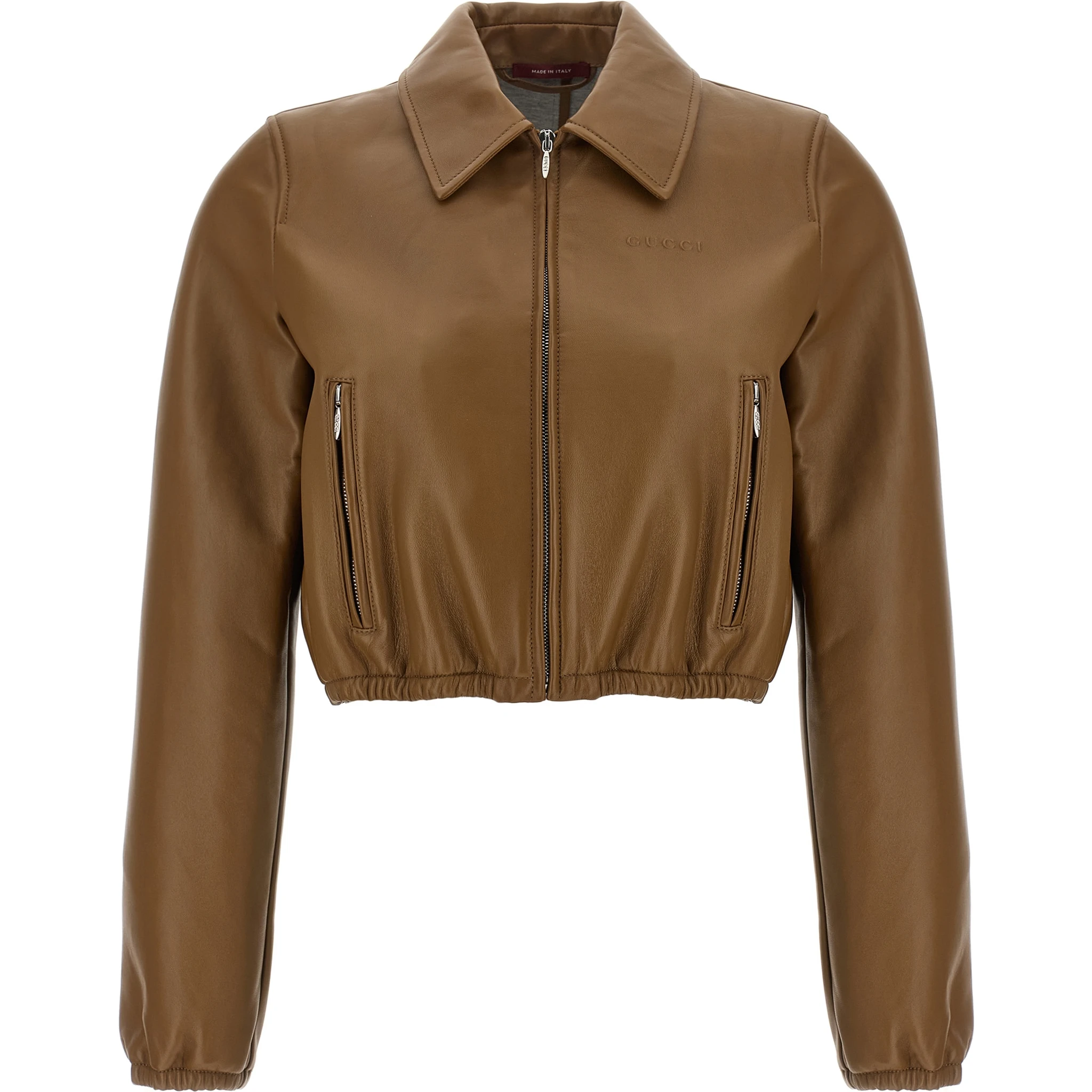 Beige Lamb Leather Leather Jacket