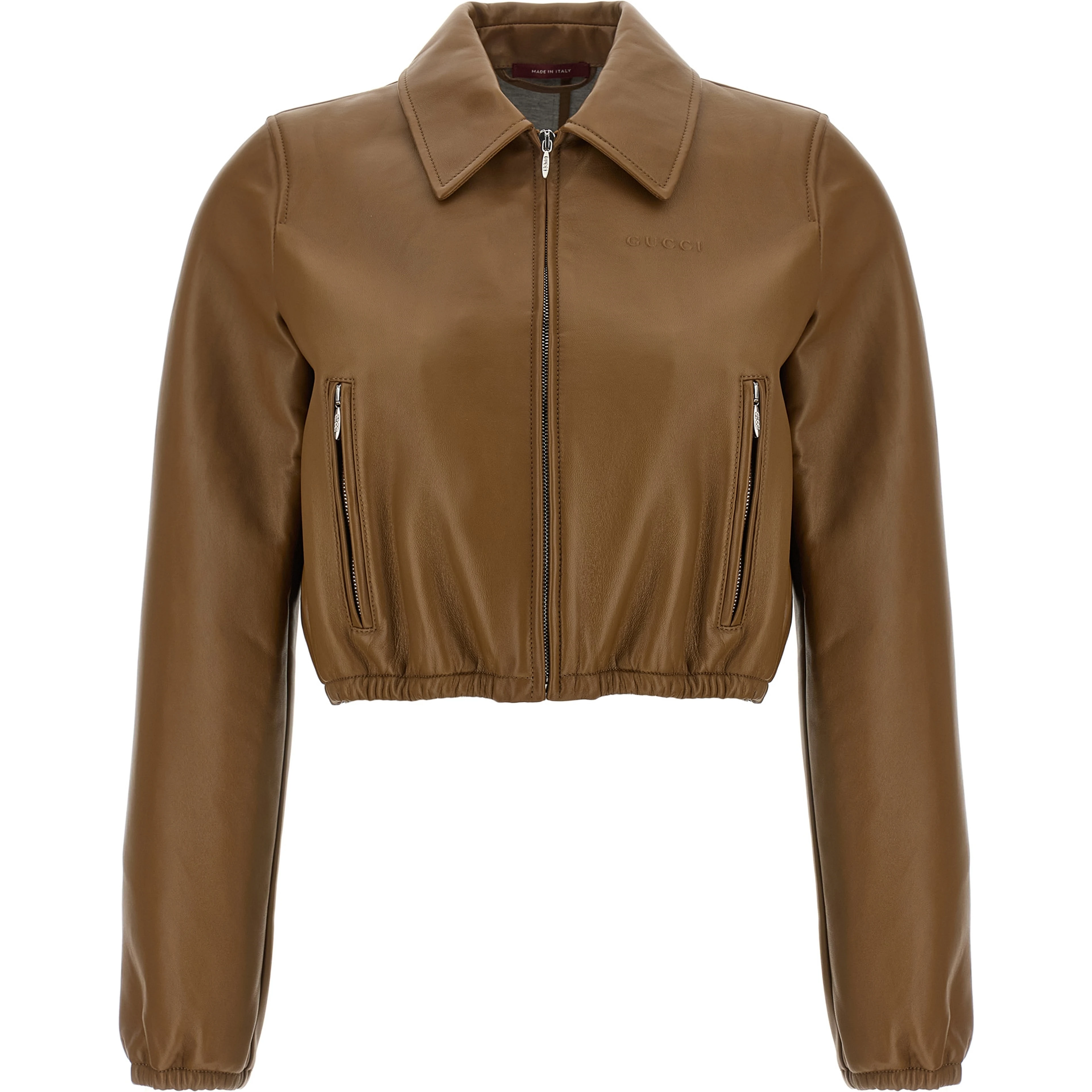 Beige Lamb Leather Leather Jacket
