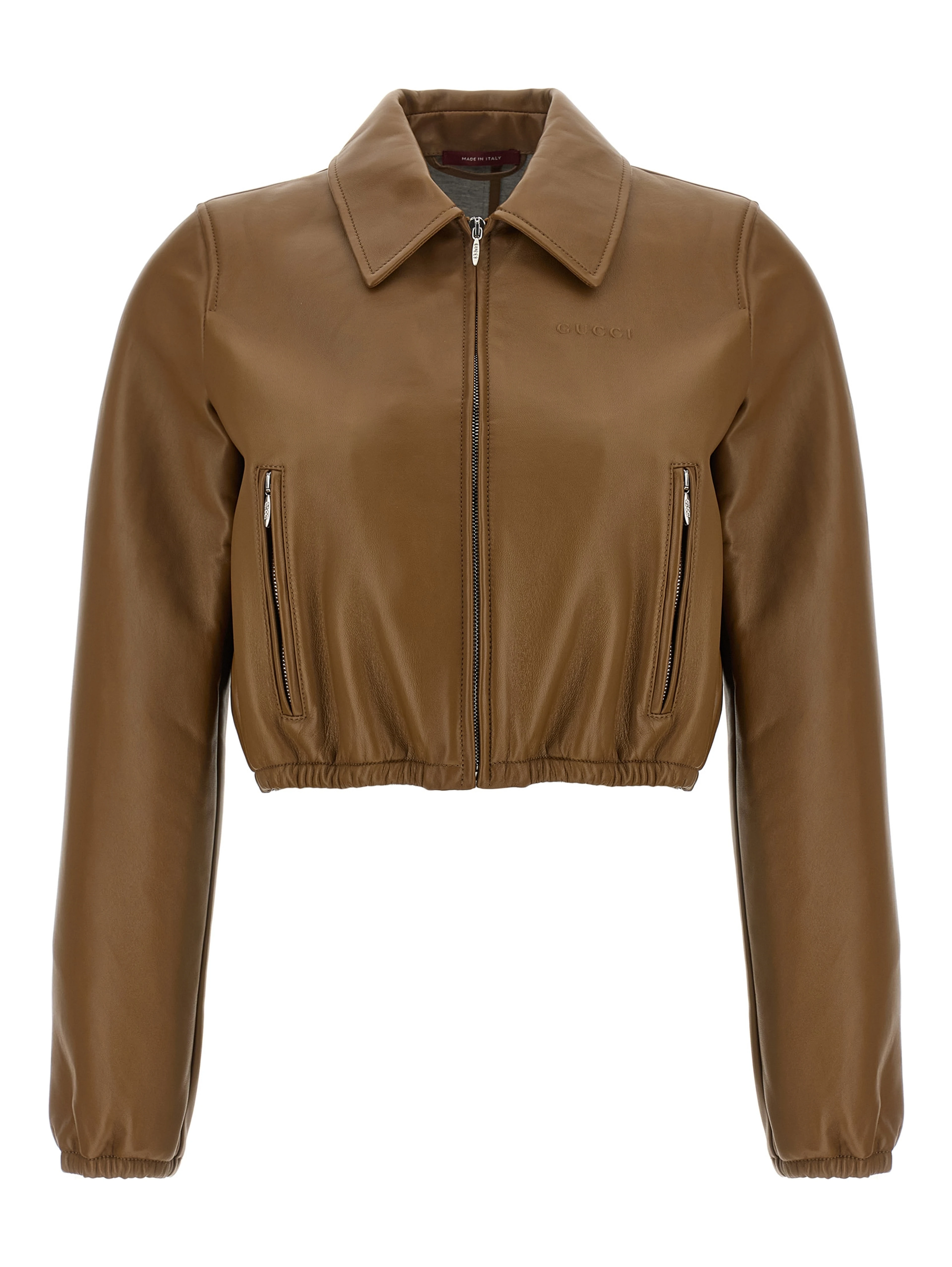 Beige Lamb Leather Leather Jacket