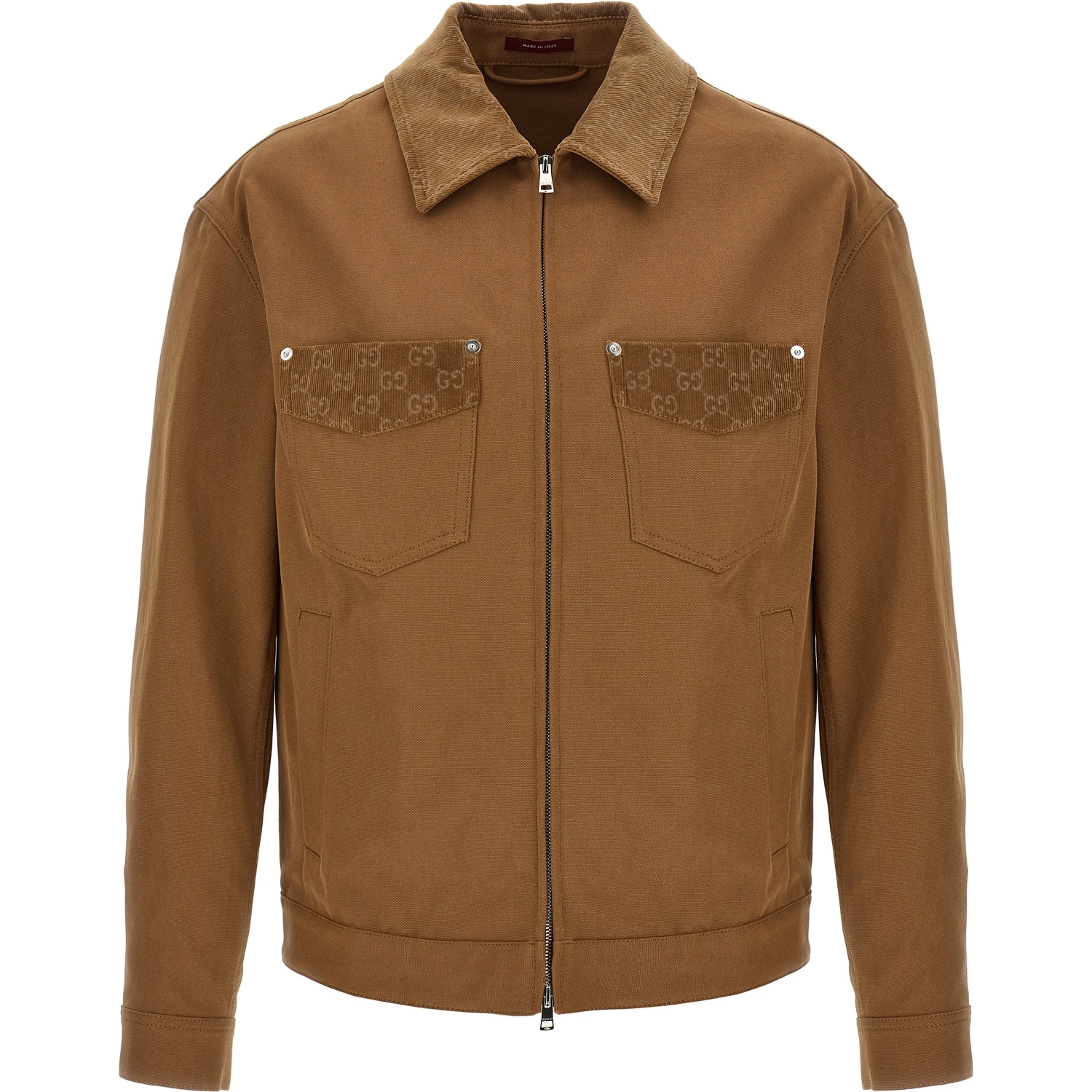 Brown Cotton Full-Length Jacket