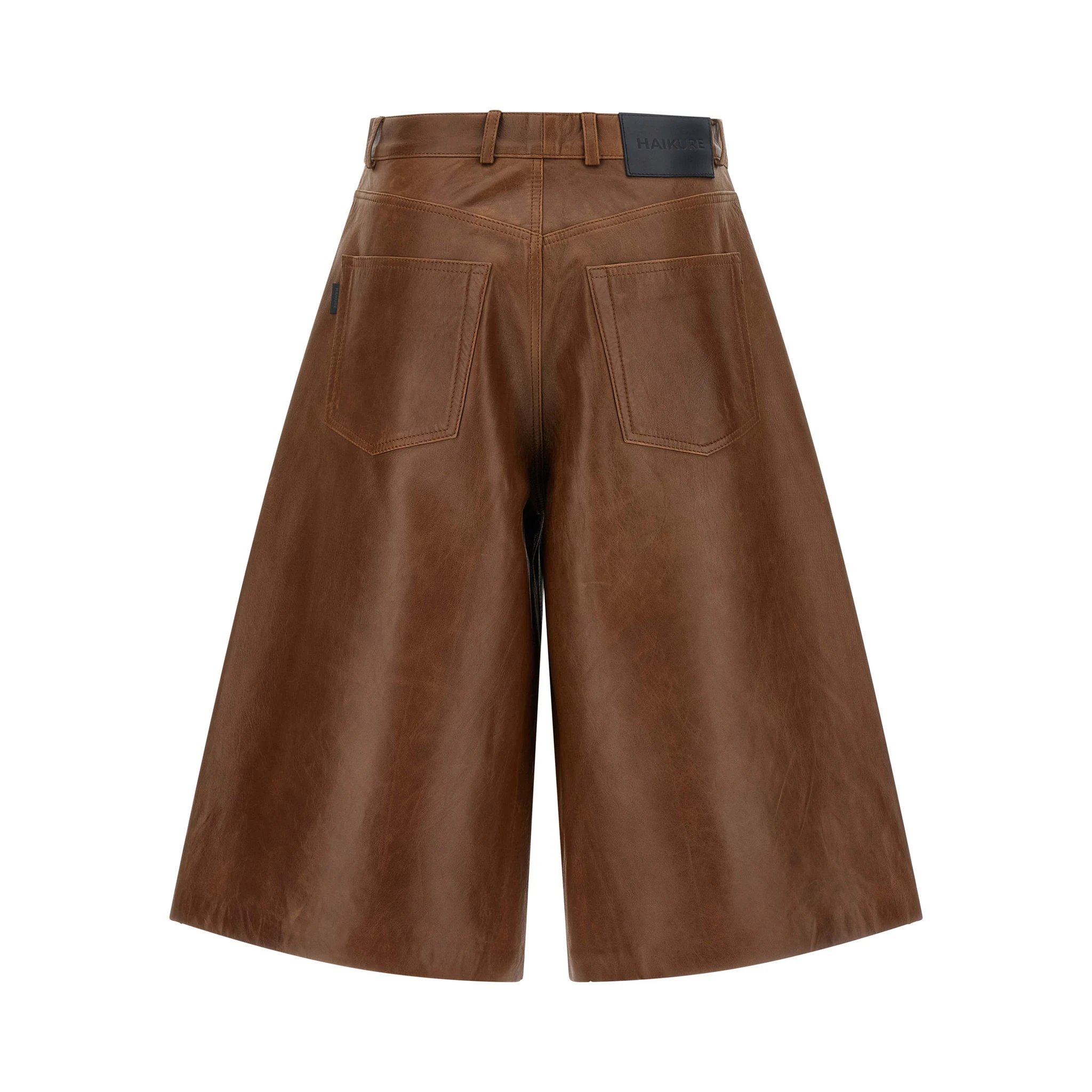 Brown Lambskin Bermuda Shorts
