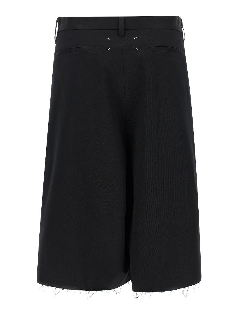 Black Cotton Bermuda Shorts
