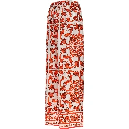 Orange Silk Flared Pants