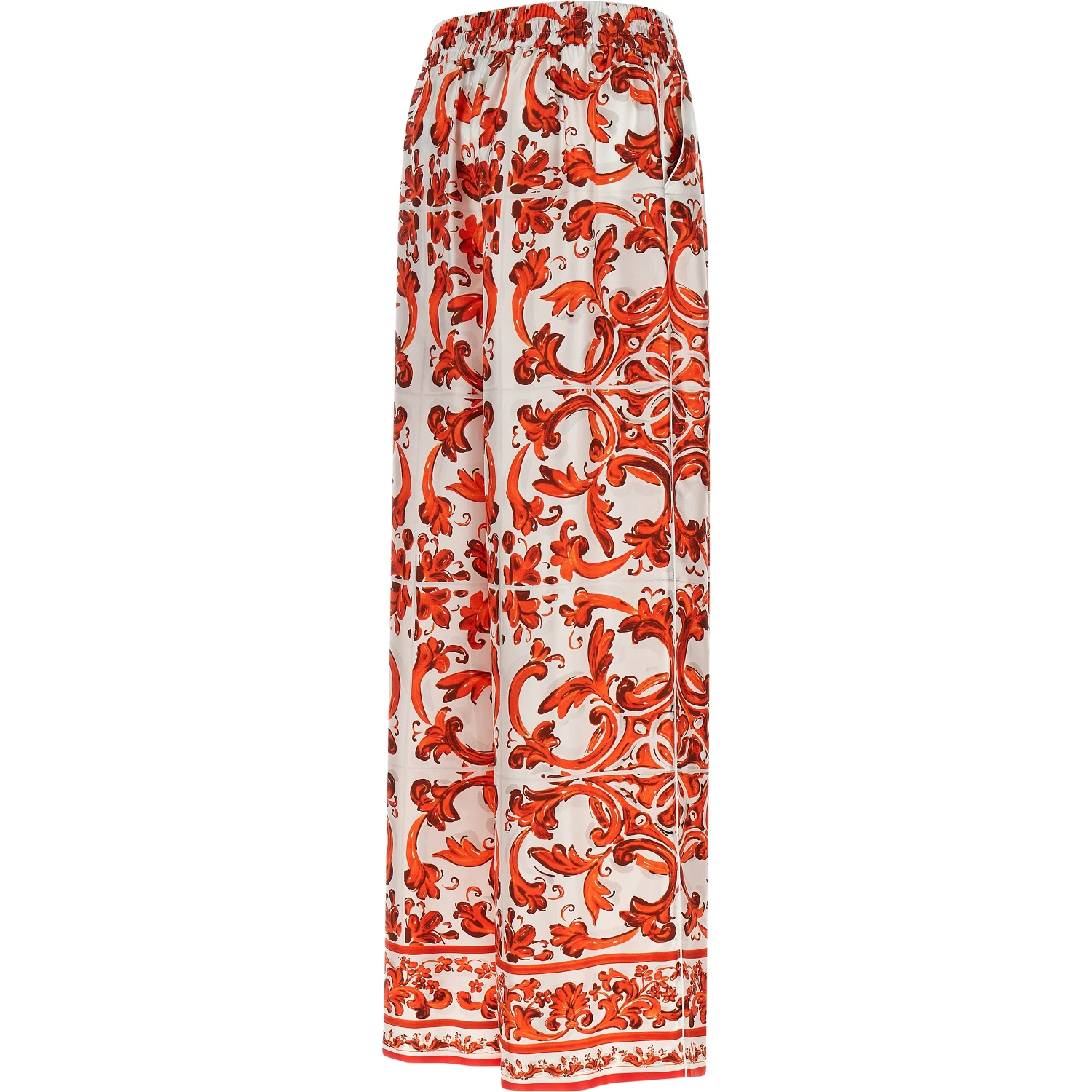 Orange Silk Flared Pants