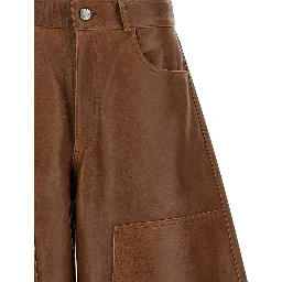 Brown Lambskin Bermuda Shorts