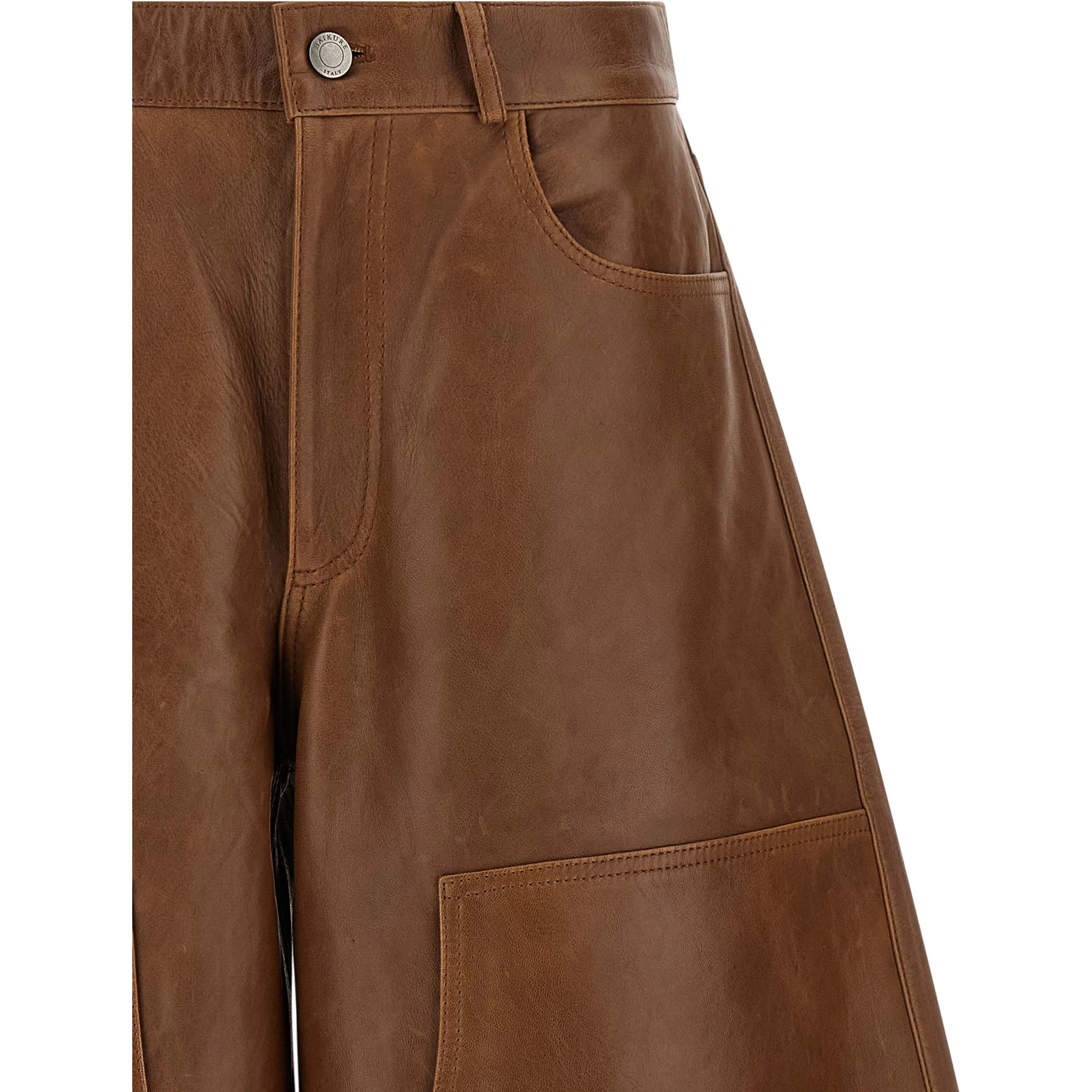 Brown Lambskin Bermuda Shorts