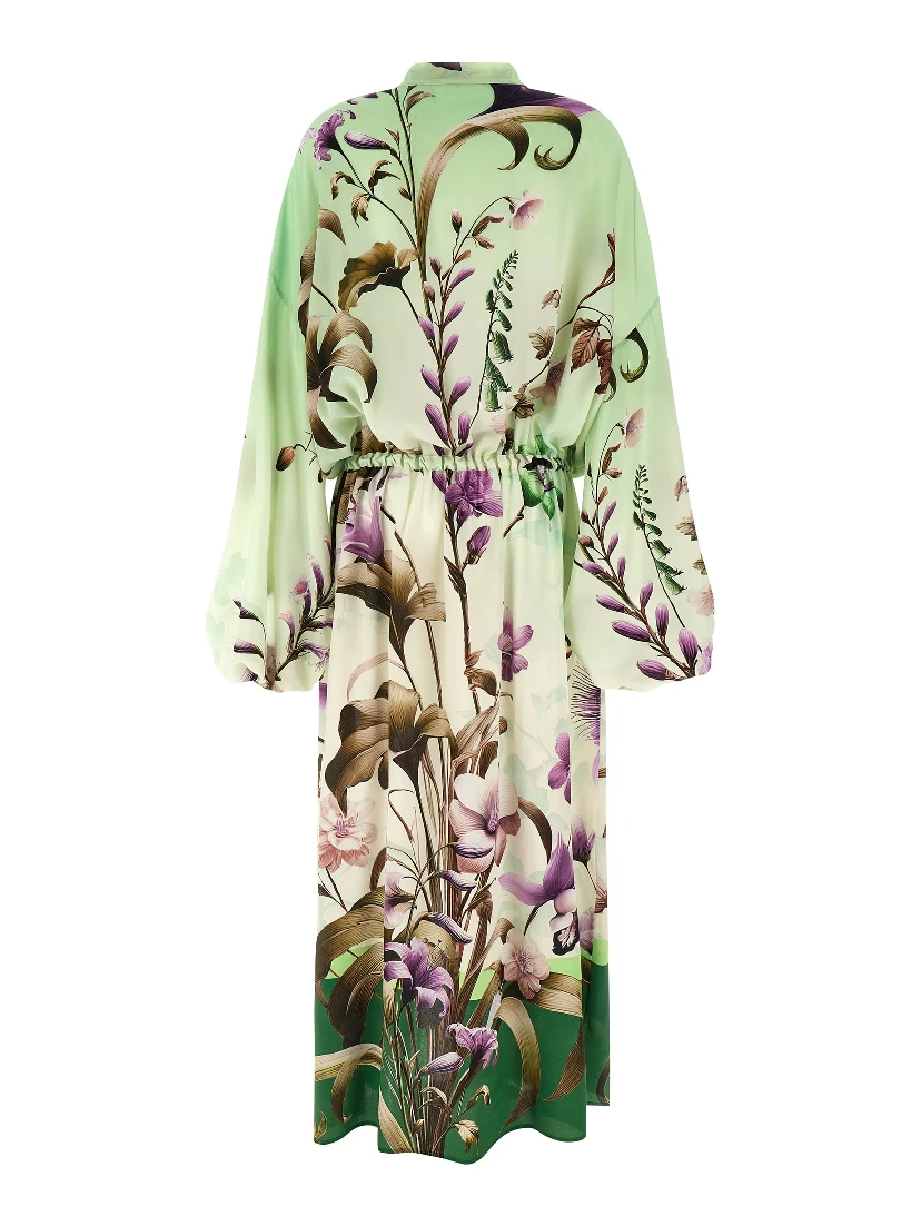 Bicolor Silk Long Dress
