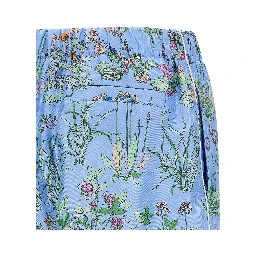 Blue Silk Bermuda Shorts