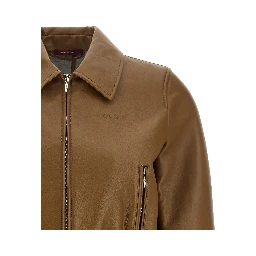 Beige Lamb Leather Leather Jacket