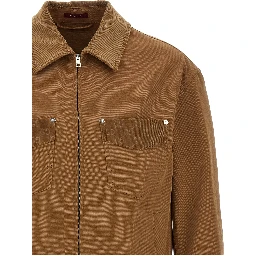 Brown Cotton Full-Length Jacket