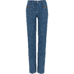 Blue Cotton Straight-Leg Jeans