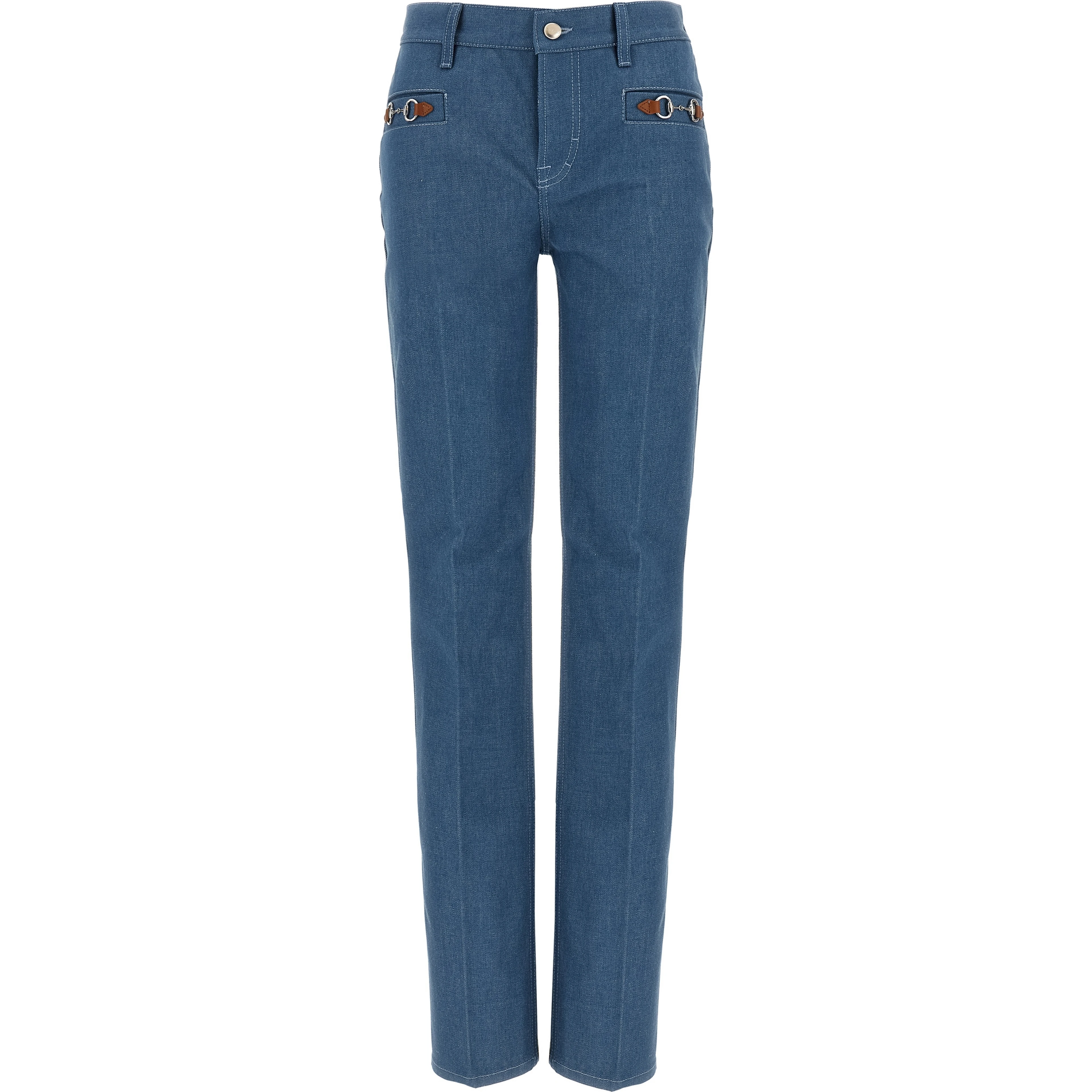 Blue Cotton Straight-Leg Jeans