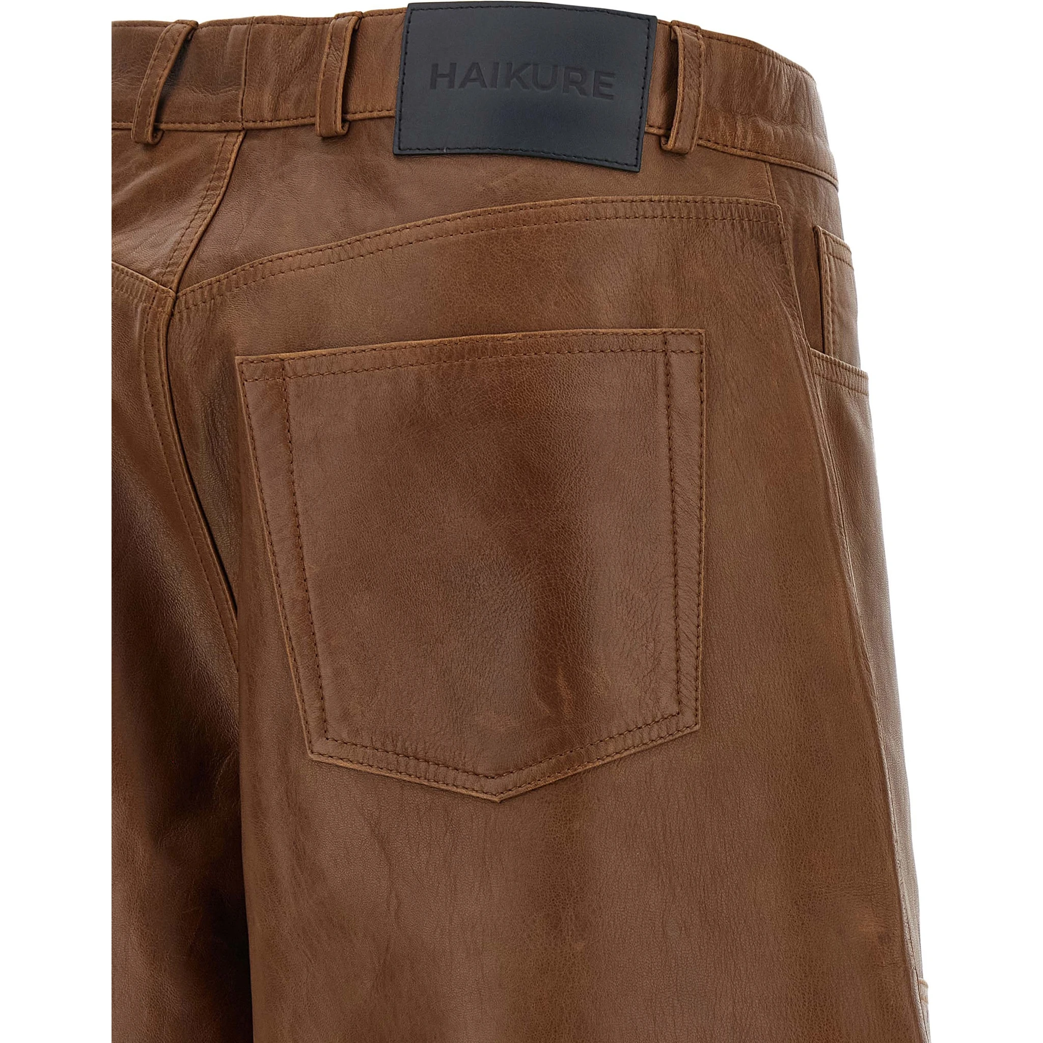 Brown Lambskin Bermuda Shorts