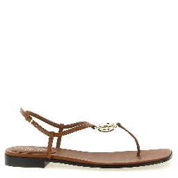 Brown Calfskin Flat Sandals