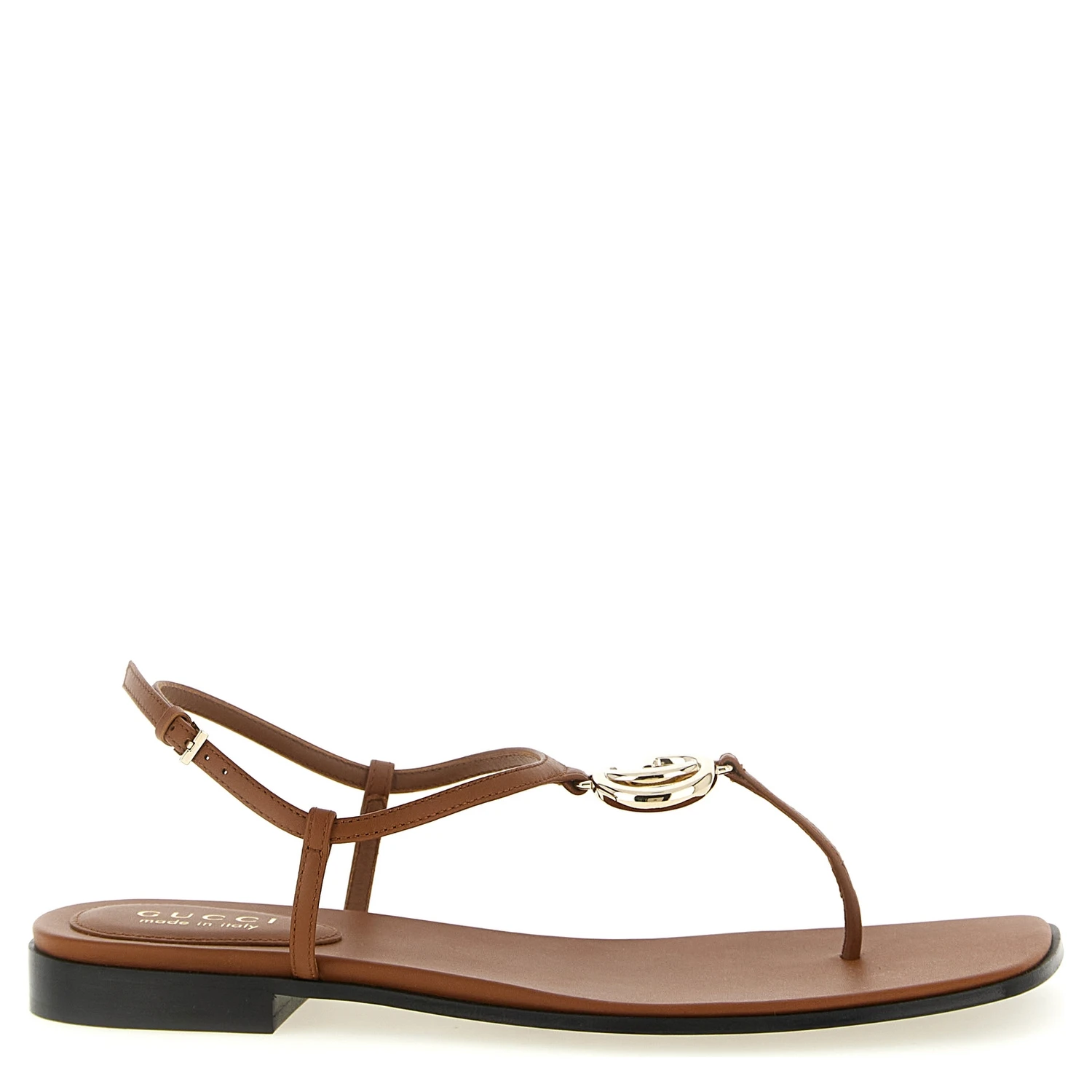 Brown Calfskin Flat Sandals