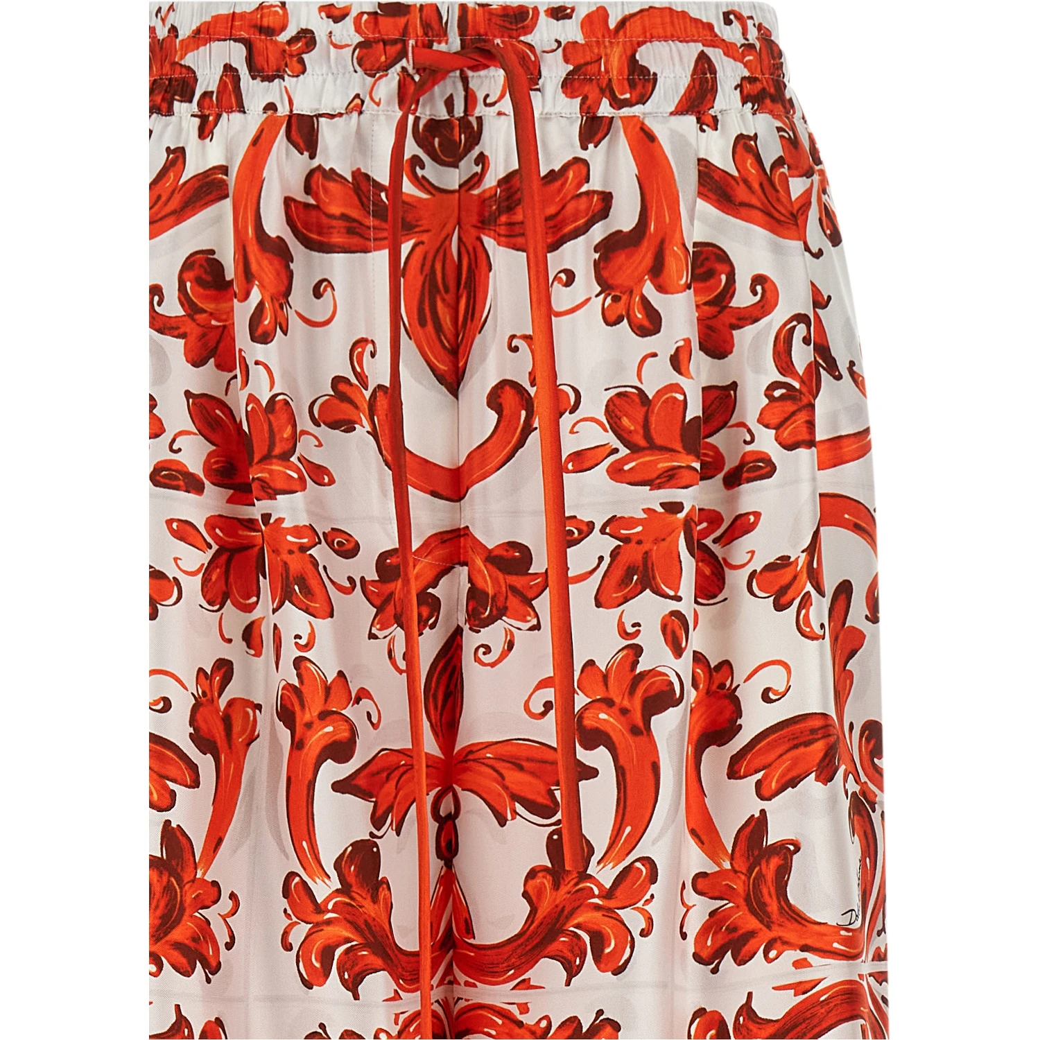 Orange Silk Flared Pants