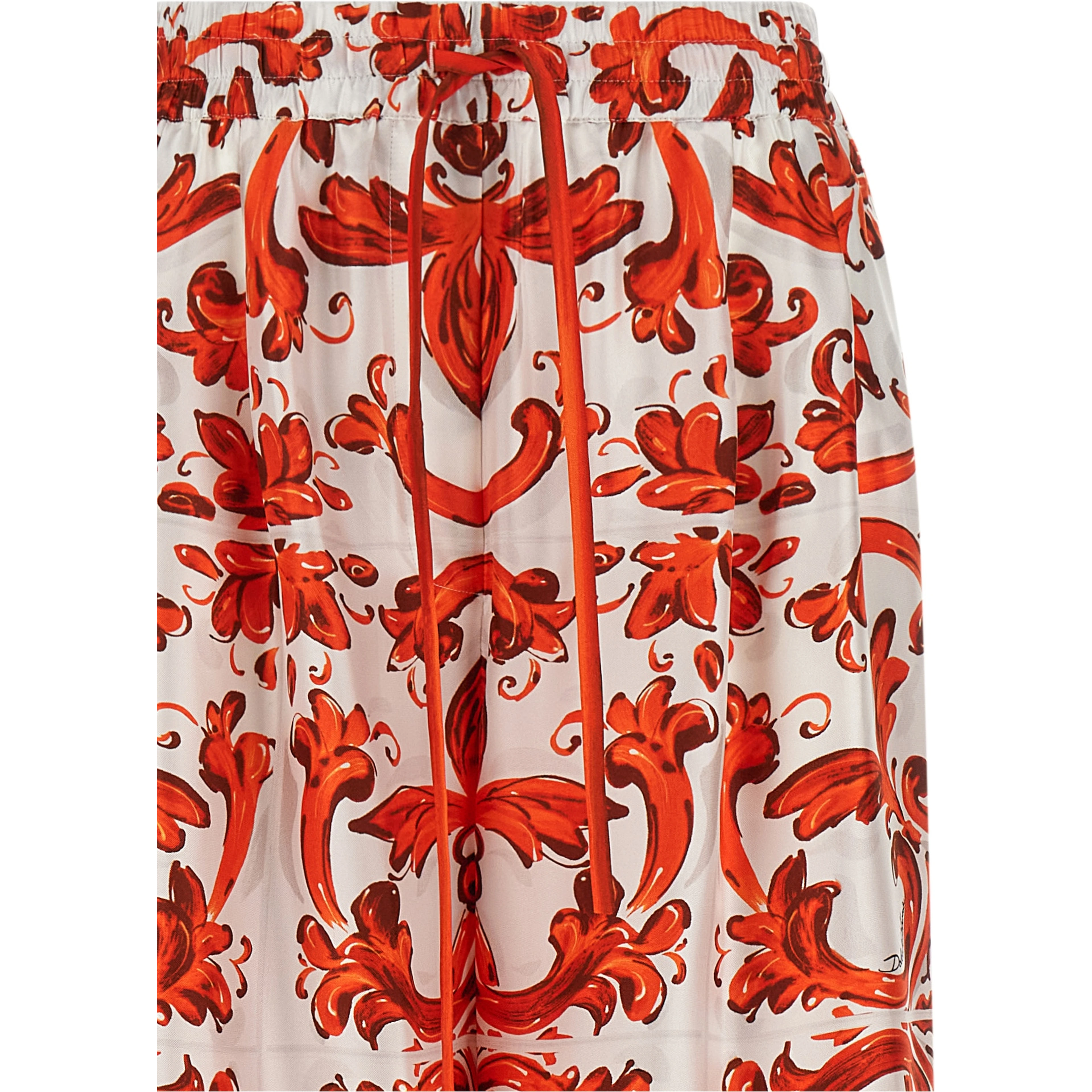 Orange Silk Flared Pants