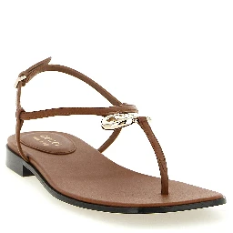 Brown Calfskin Flat Sandals