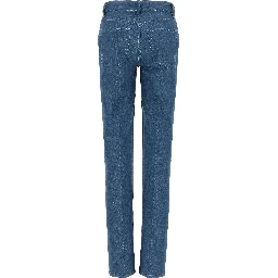 Blue Cotton Straight-Leg Jeans