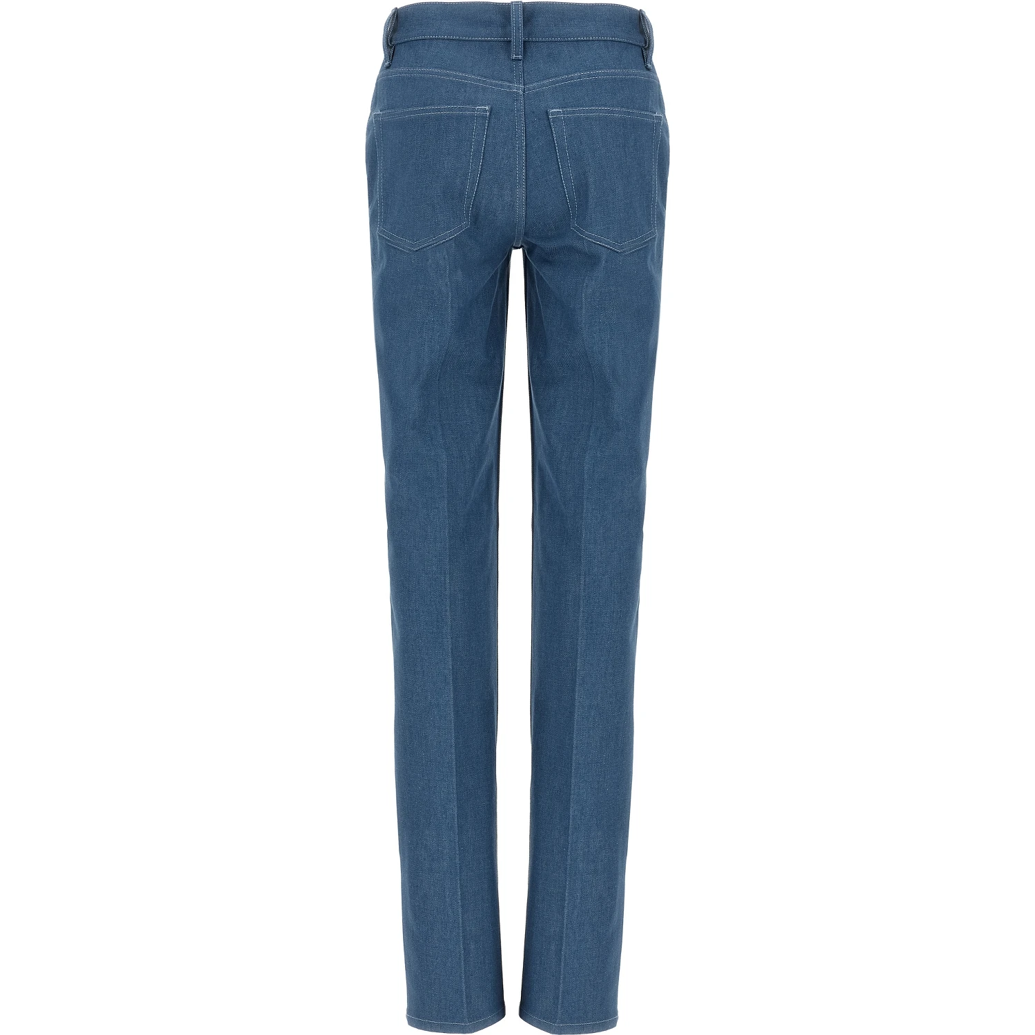 Blue Cotton Straight-Leg Jeans