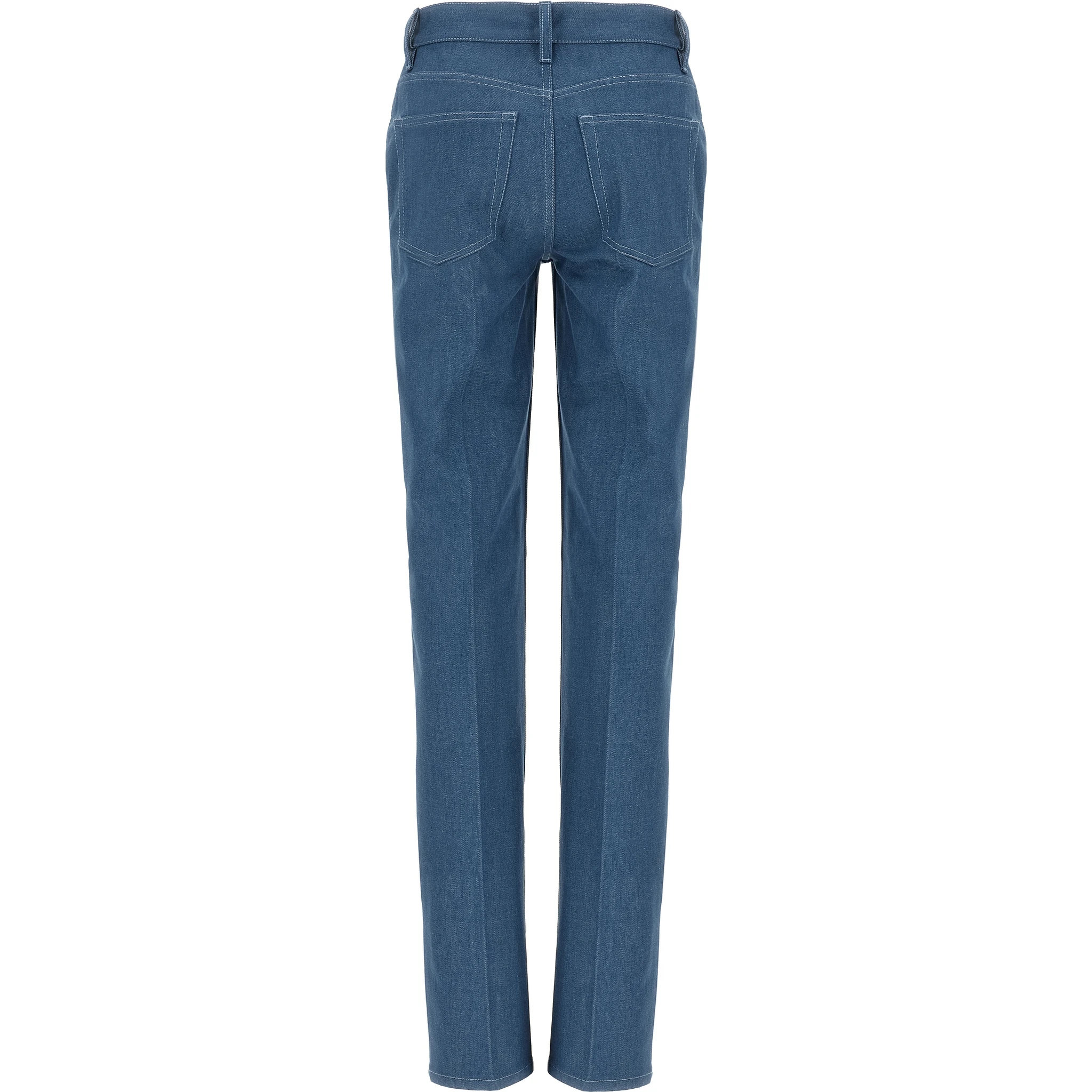 Blue Cotton Straight-Leg Jeans