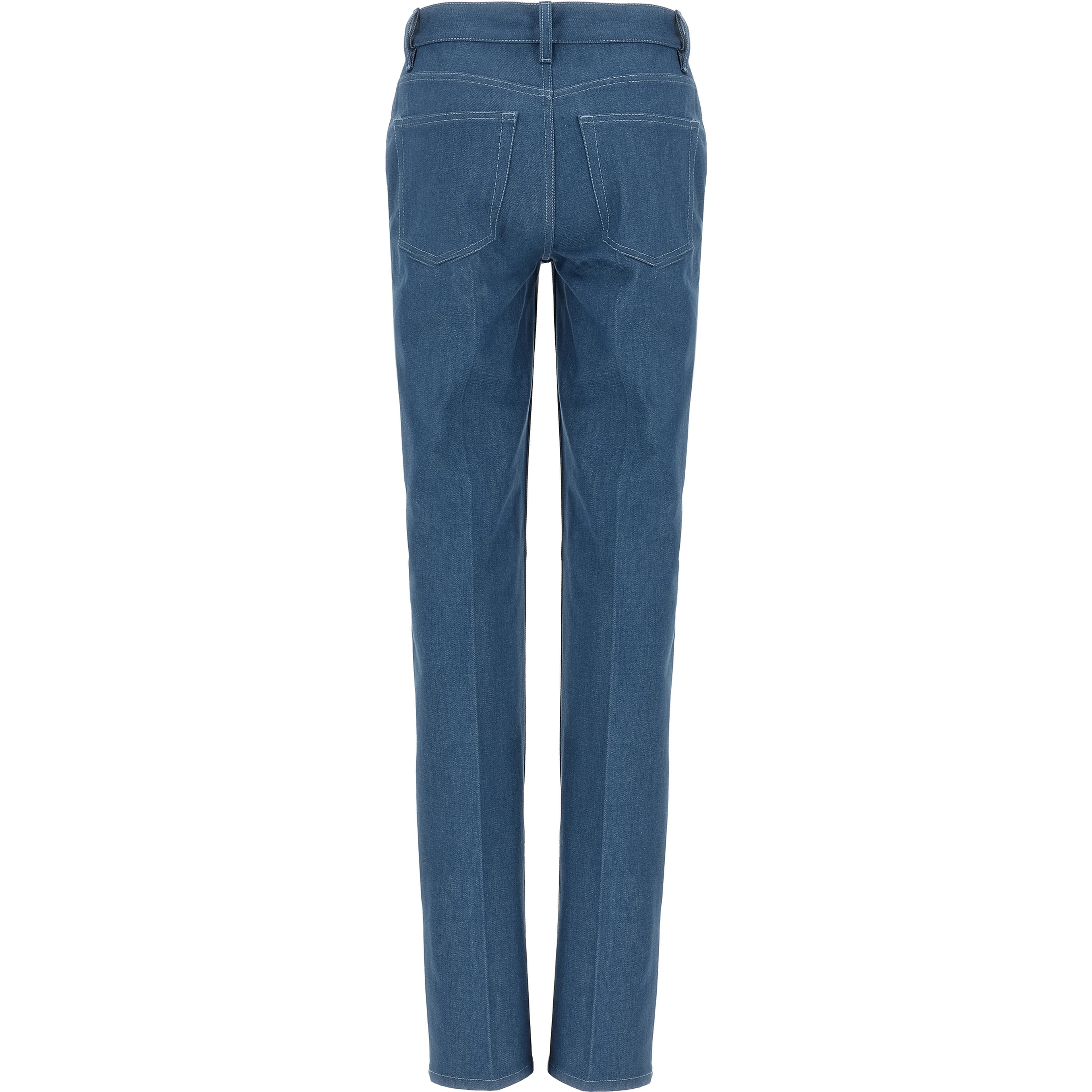 Blue Cotton Straight-Leg Jeans
