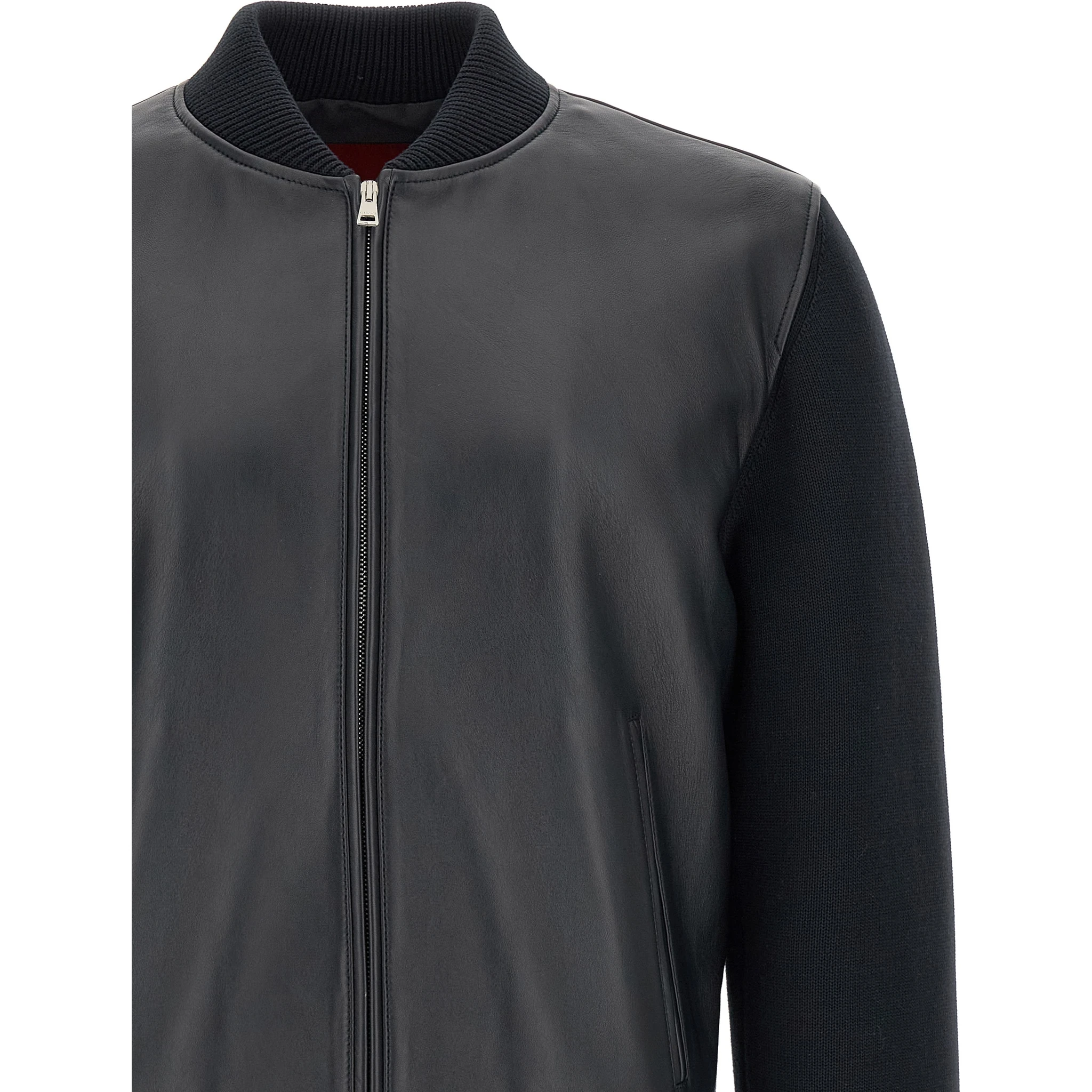 Blue Lamb Leather Leather Jacket